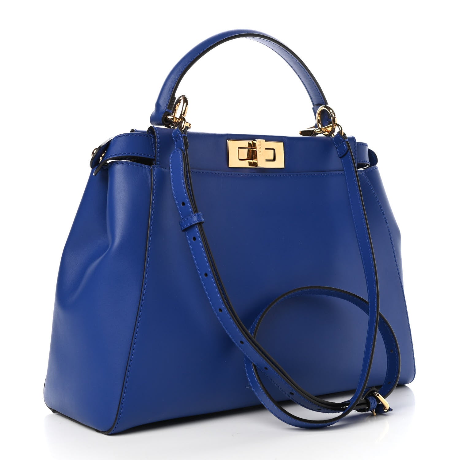 Fendi Vitello Morgan Fabric Jacquard Pequin Medium Peekaboo Iconic Satchel Blue Neon Tobacco 3 of 8