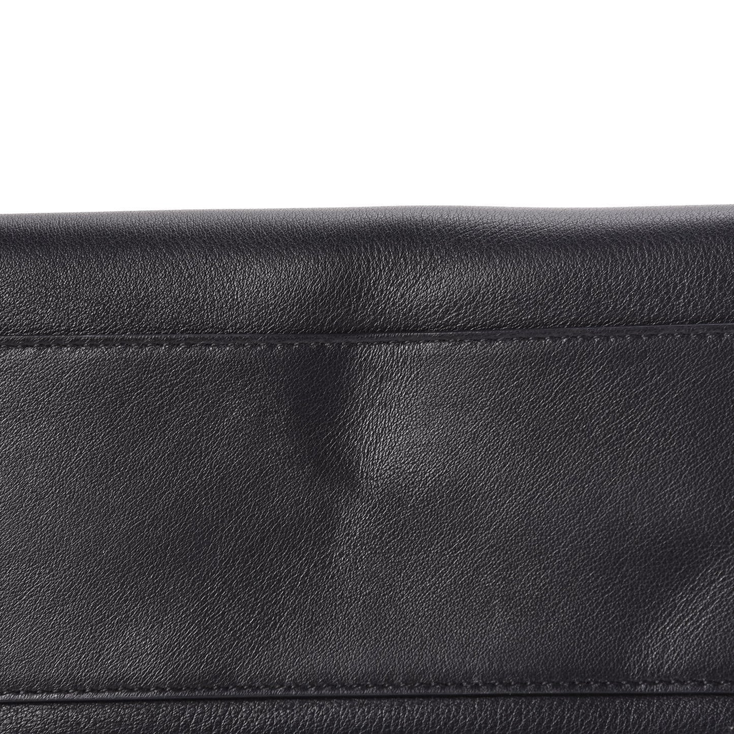 Vitello Seta Shiny Nappa Pearl Scallopped Studded Mini Peekaboo Iconic Satchel Black