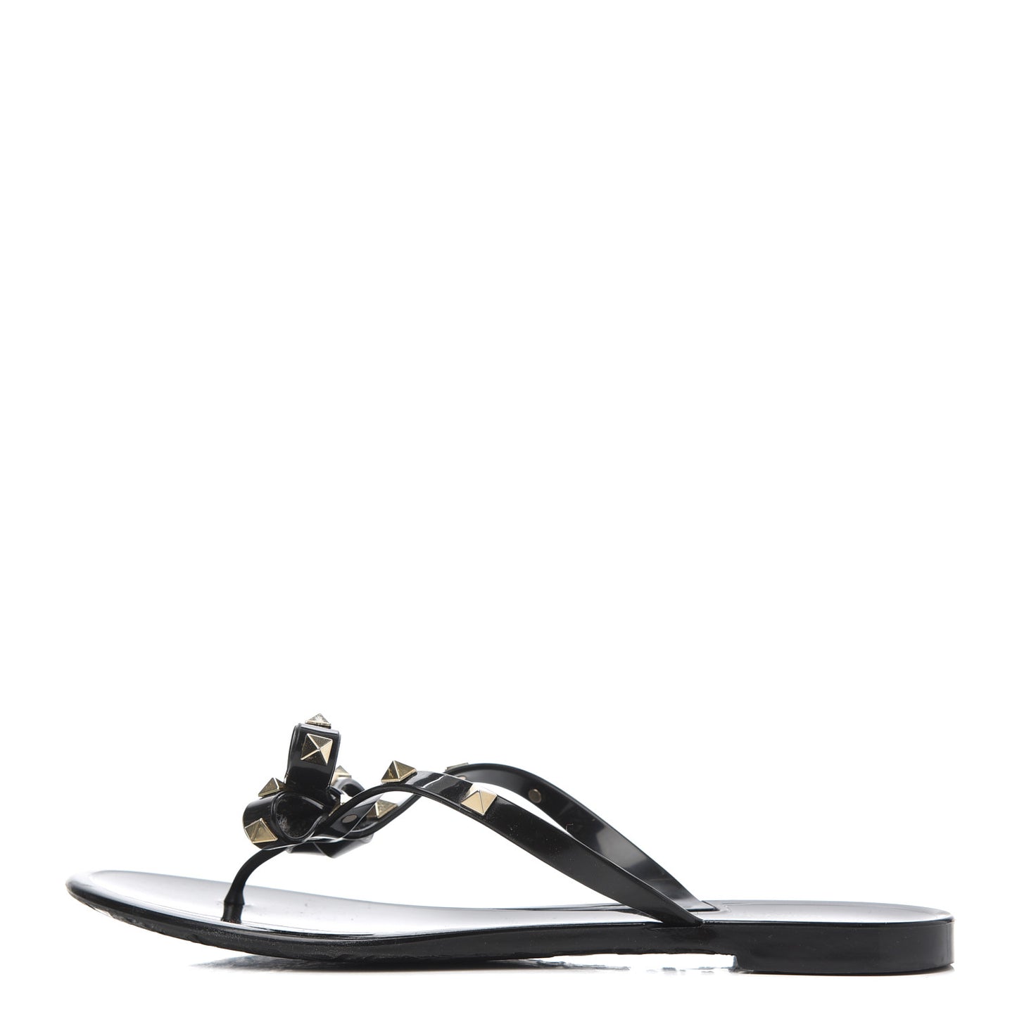 PVC Jelly Rockstud Bow Thong Sandals 40 Black