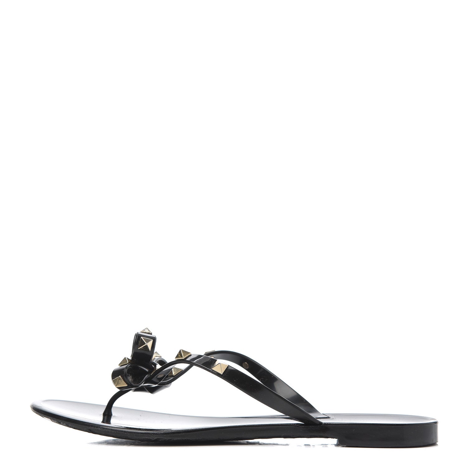 Valentino Garavani PVC Jelly Rockstud Bow Thong Sandals 40 Black 1 of 18