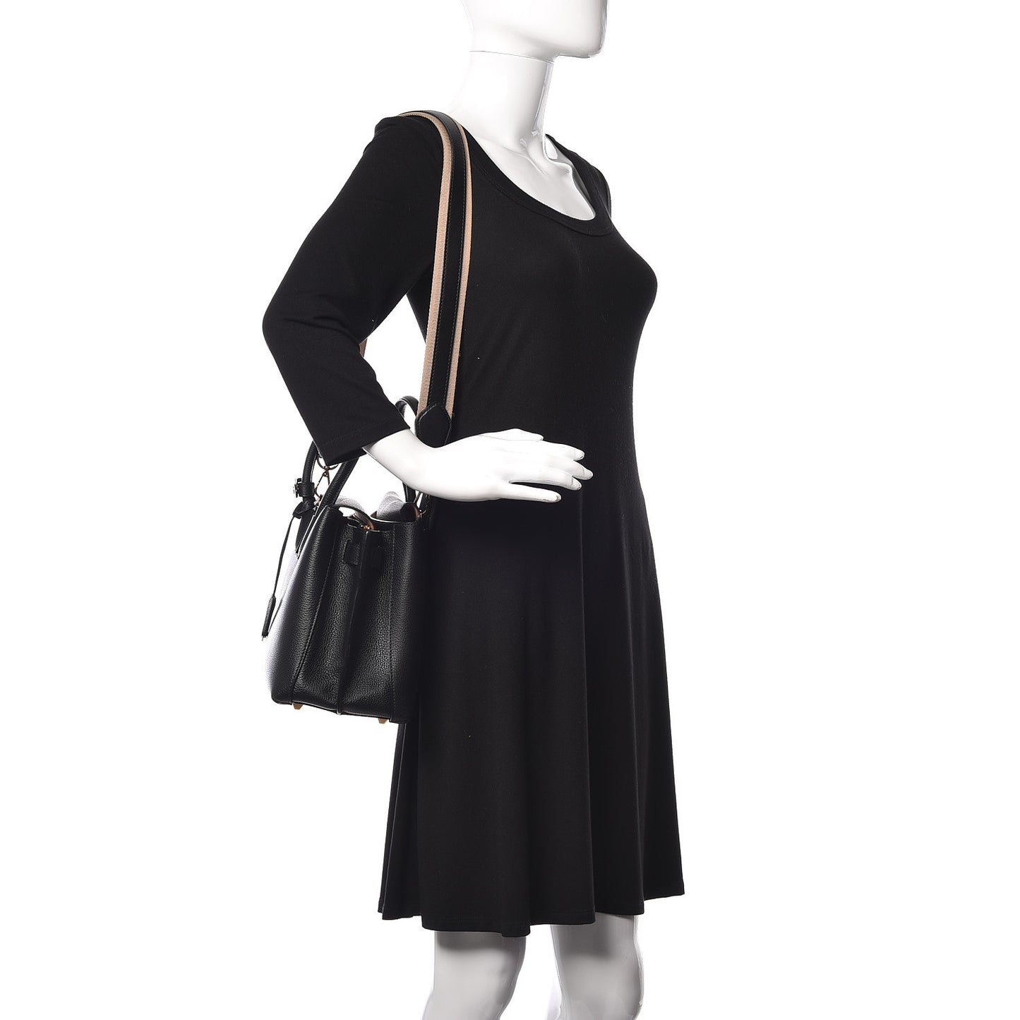 Grained Calfskin Medium Milla Tote Black