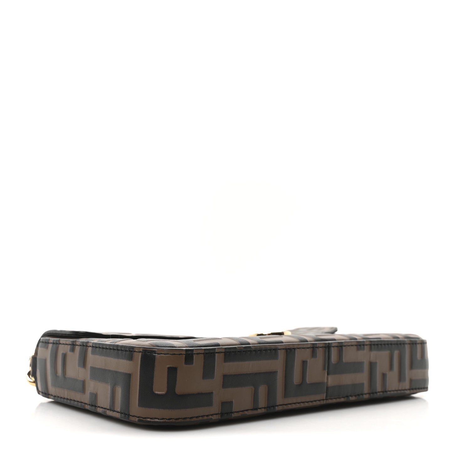 Vitello Soft F is Fendi Bi-Color FF 1974 Embossed Envelope Wallet On Chain with Pouches Maya Black