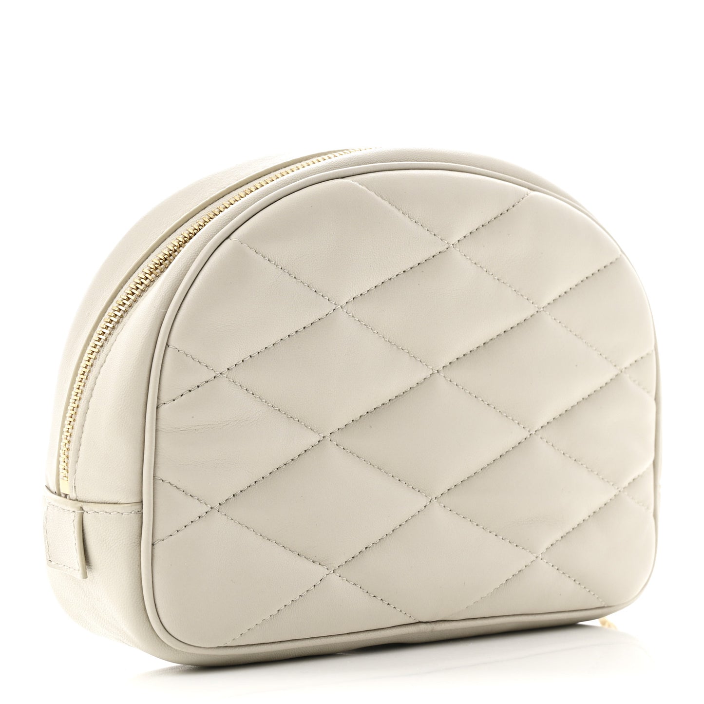 Lambskin Quilted Lolita Cosmetic Pouch Crema Soft