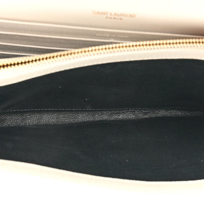 Saint Laurent Grain De Poudre Mixed Matelasse Triquilt Monogram Chain Wallet Blanc Vintage 5 of 15