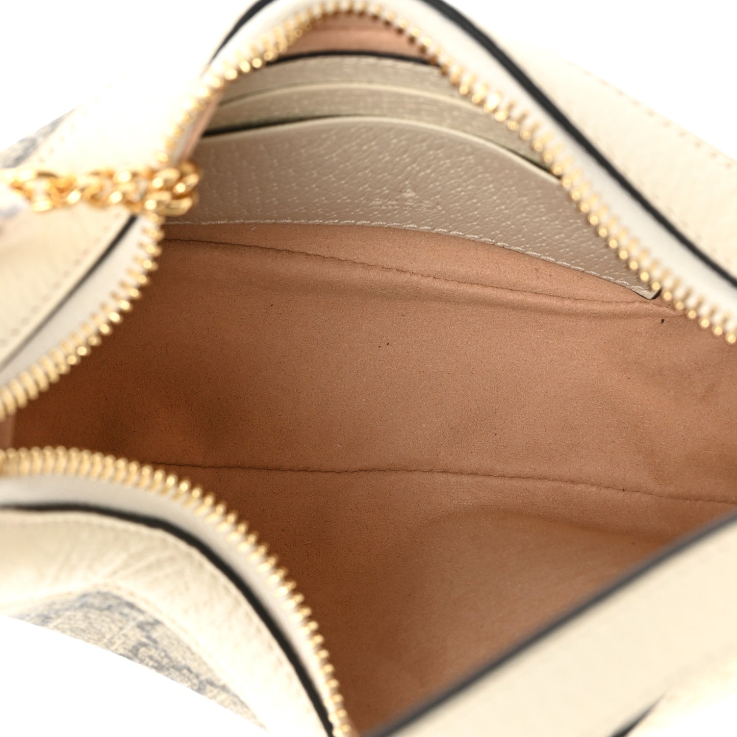 GG Supreme Monogram Textured Dollar Calfskin Web Mini Ophidia Half Moon Hobo Beige Ebony Mystic White
