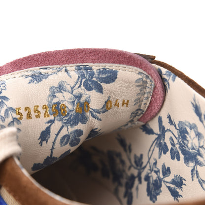 Gucci Suede Monogram Web Womens Falacer Sneakers 40 Nocciola Beige Mystic White Hibiscus Red 9 of 10