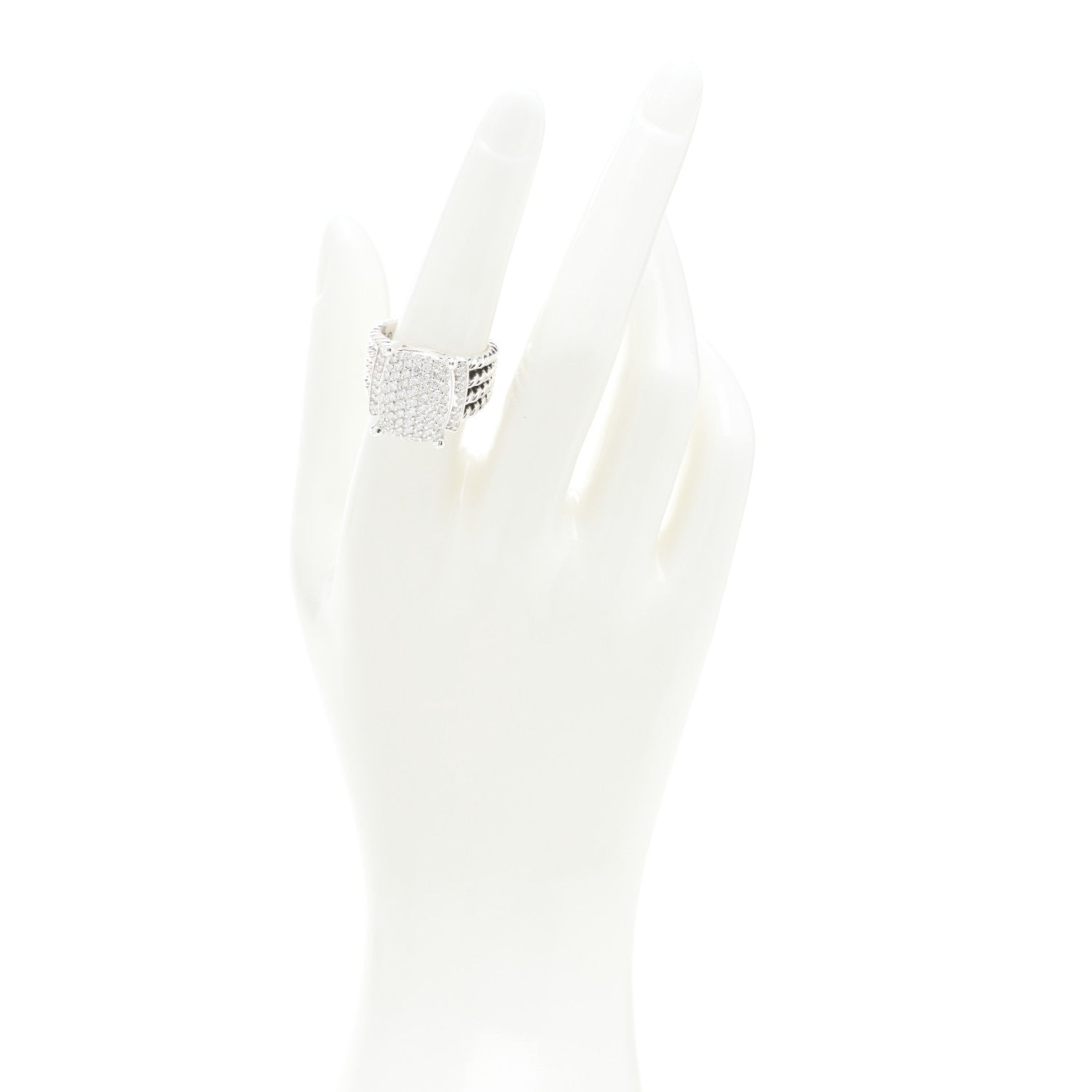 David Yurman Sterling Silver Diamond 16mm Wheaton Ring 54 7 2 of 5