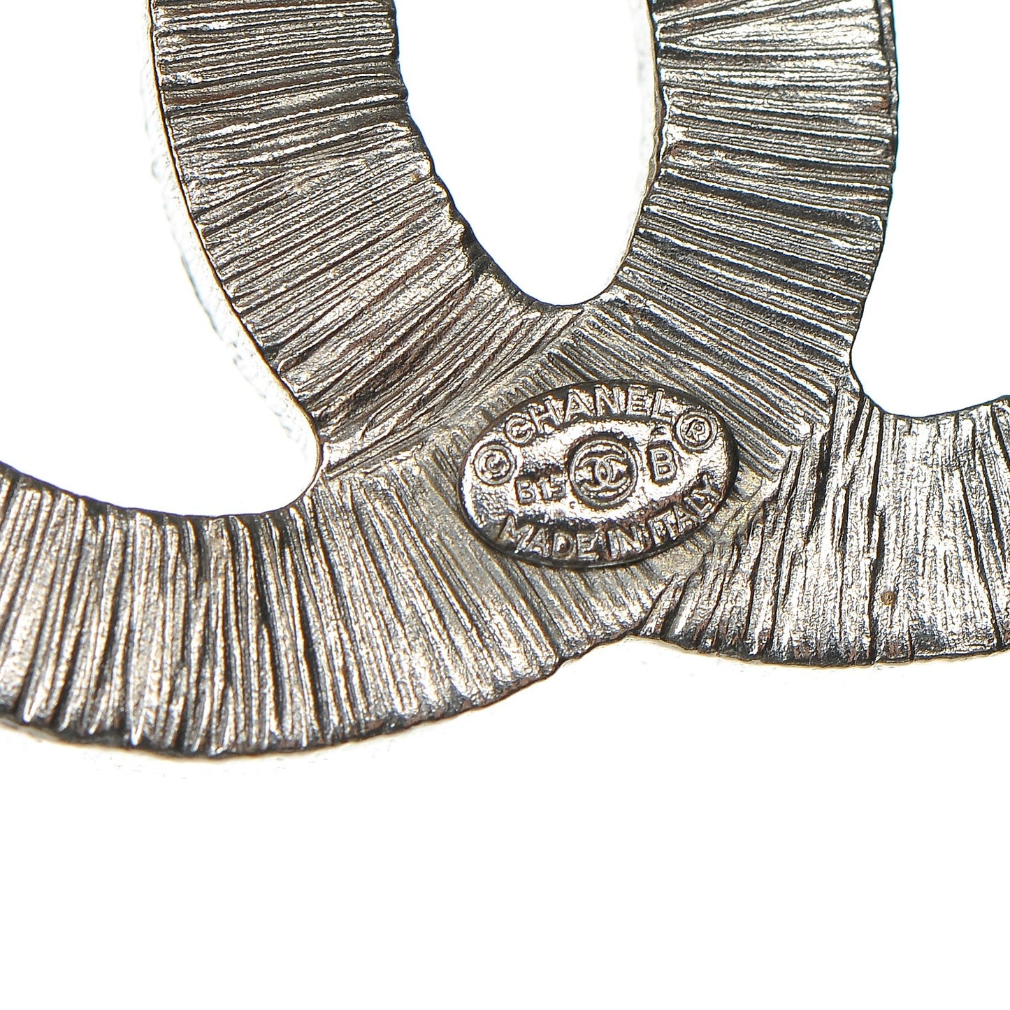 Crystal Baguette CC Mini Brooch Silver