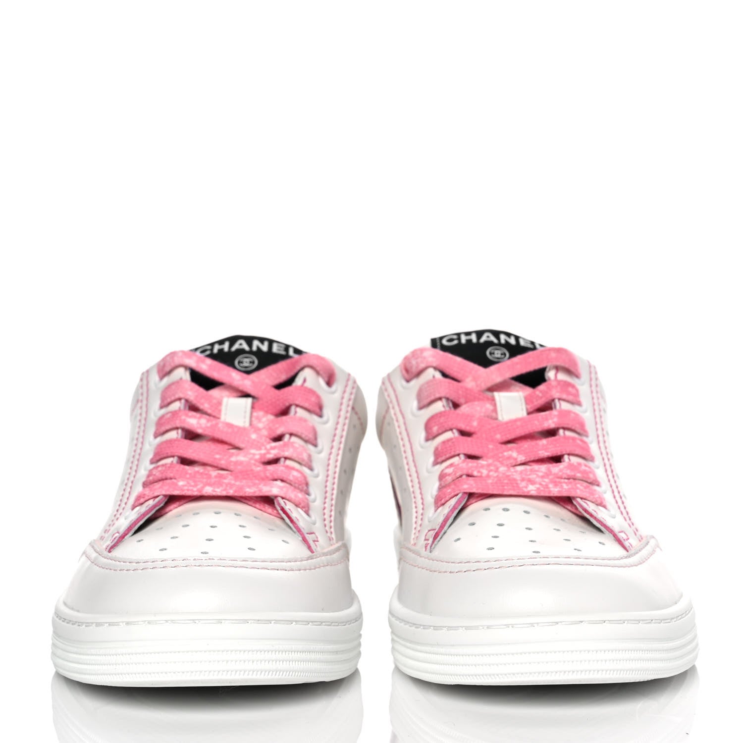 Chanel Calfskin Womens Logo Sneakers 36 White Pink 2 of 10