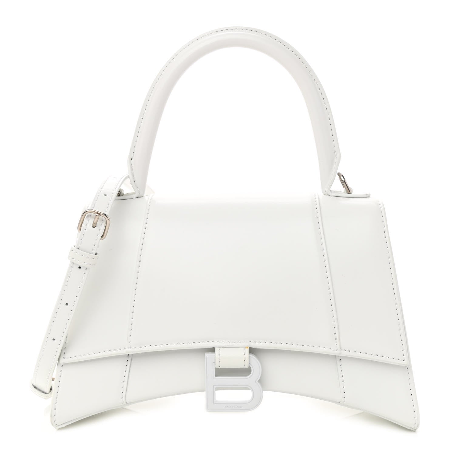 Balenciaga Shiny Box Calfskin Tonal B Small Hourglass Top Handle Bag White 1 of 9