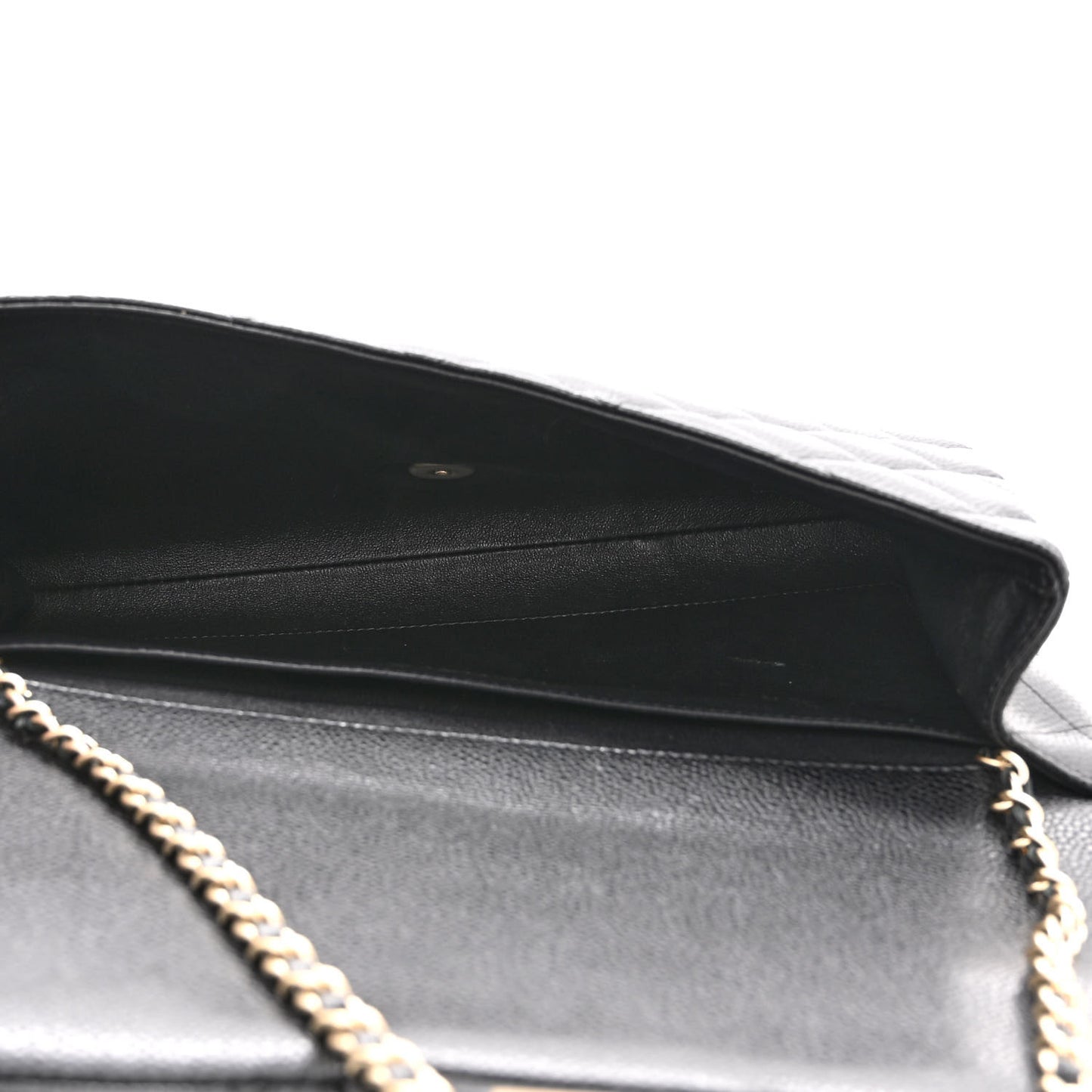 Caviar Quilted Clutch With Chain Flap Black