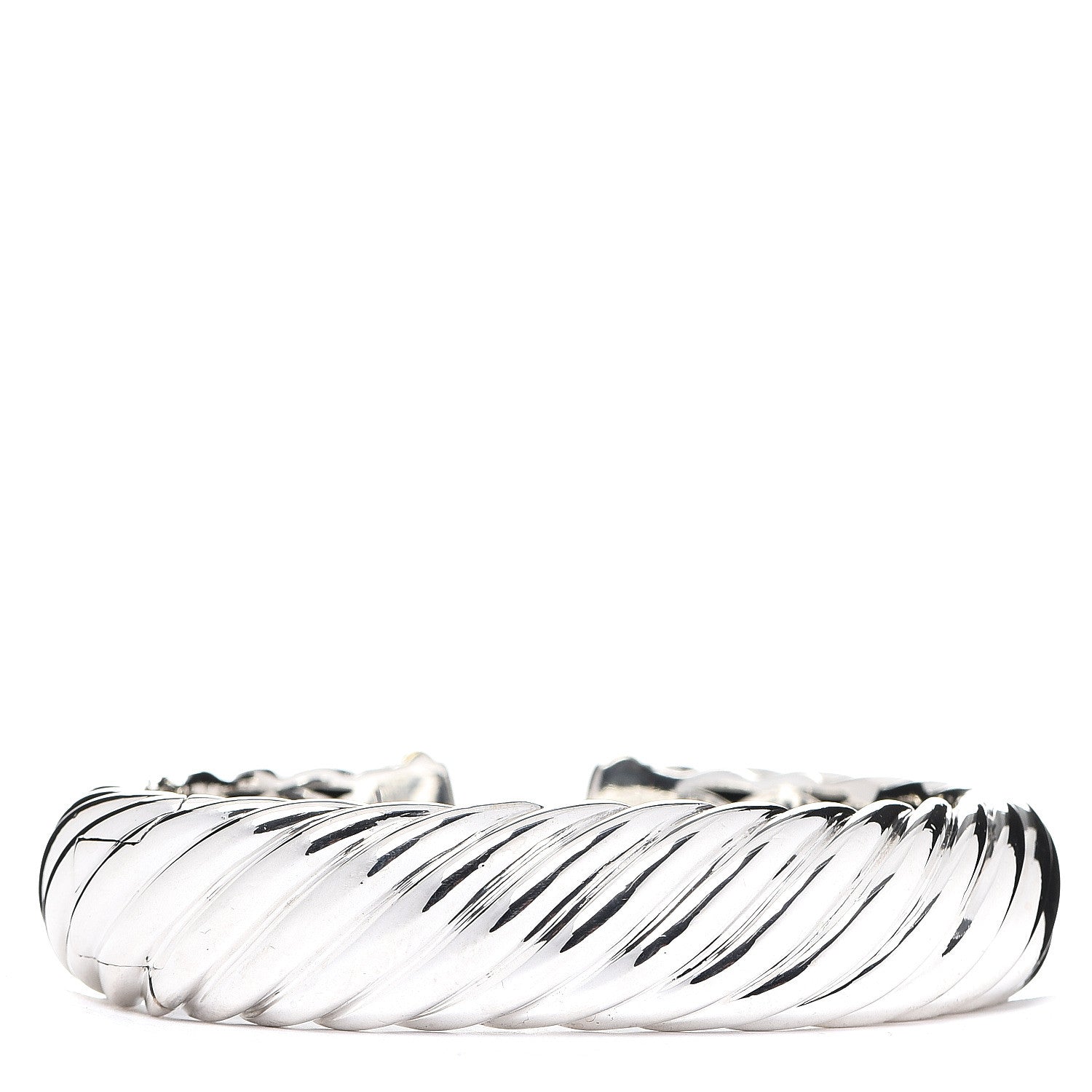 David Yurman Sterling Silver 18K Yellow Gold 15mm Sculpted Cable Cuff Bracelet 2 of 3