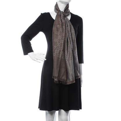 Gucci Wool Silk GG Monogram GGNat Scarf Anthracite 2 of 5