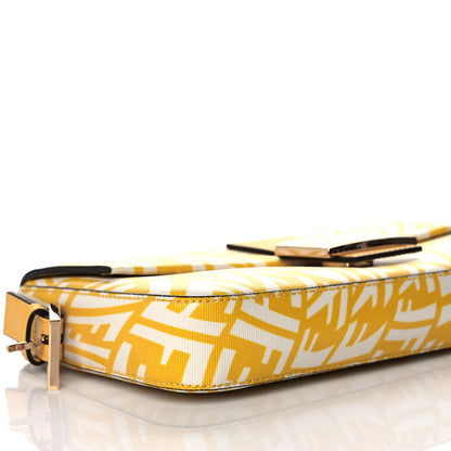 Fendi X SARAH COLEMAN Glazed Canvas Vitello King FF Vertigo Baguette 1997 Mimosa White 8 of 9