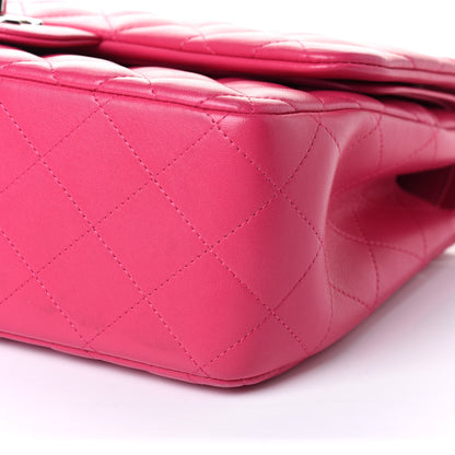 Chanel Lambskin Quilted Jumbo Double Flap Dark Pink 10 of 11