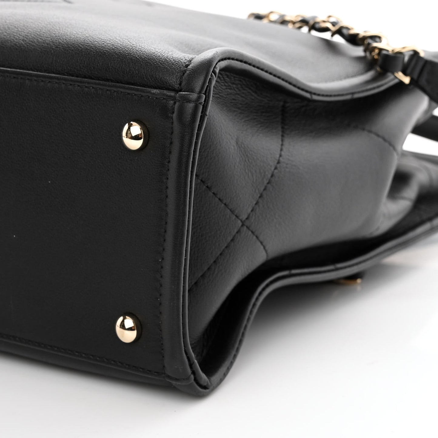 Calfskin CC Zipped Shopping Tote Black