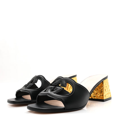 Gucci Cosmos Softy Calfskin Interlocking G Cut Out 55mm Slide Sandals 39 Black 4 of 8