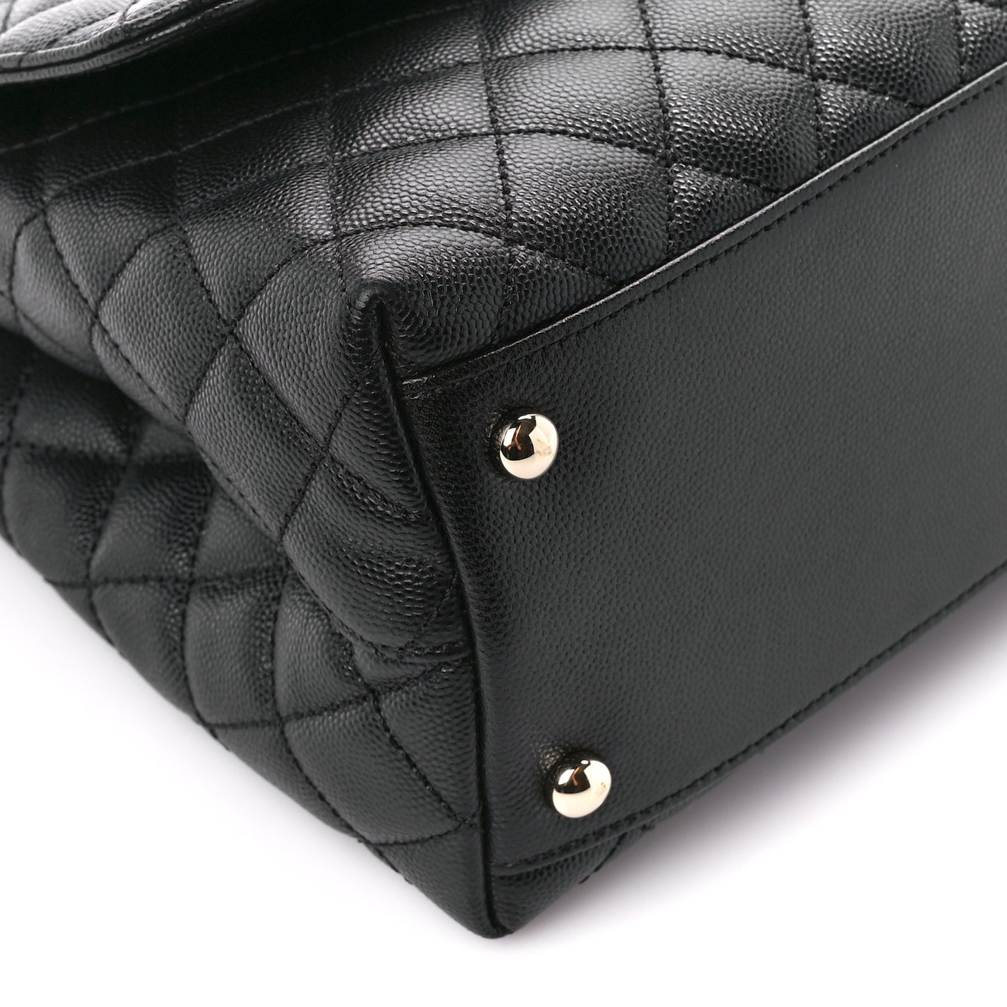 Caviar Quilted Small Coco Handle Flap Black