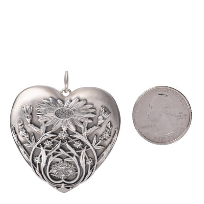 Tiffany Sterling Silver Large Ziegfeld Daisy Heart Locket Pendant 2 of 3