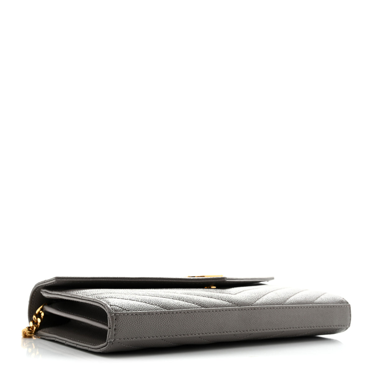 Grain De Poudre Matelasse Chevron Monogram Chain Wallet Fog