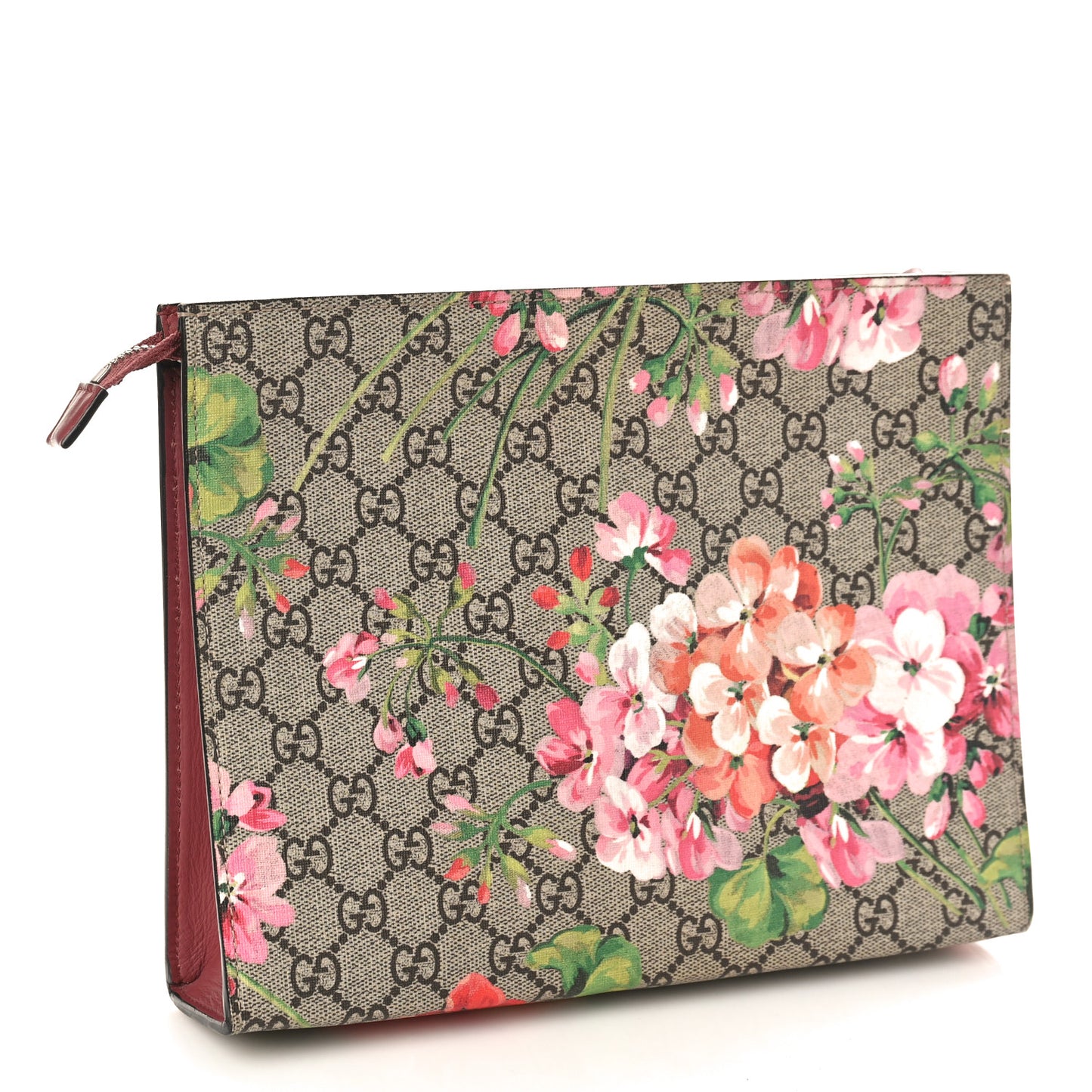 GG Supreme Monogram Blooms Large Cosmetic Case Beige Multicolor Dry Rose
