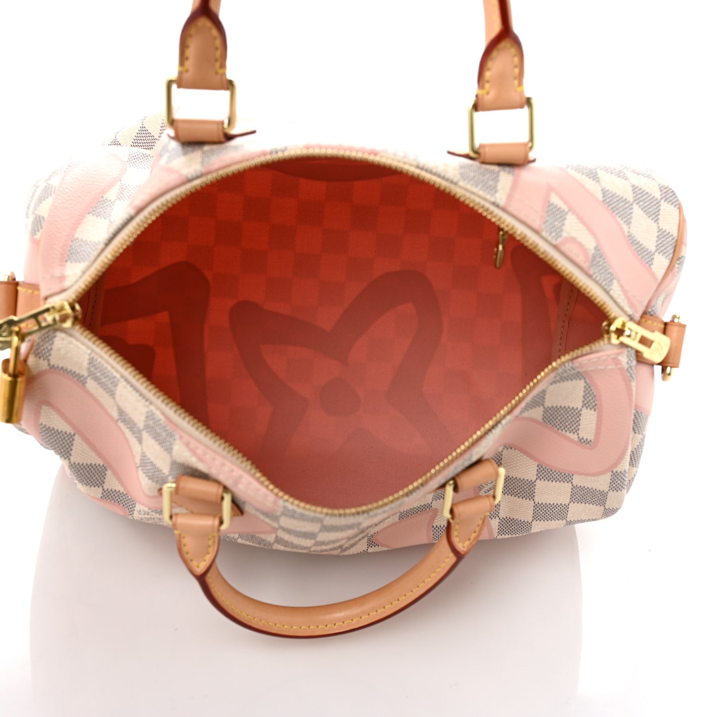 Damier Azur Tahitienne Speedy Bandouliere 30 Rose Ballerine