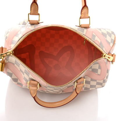 Louis Vuitton Damier Azur Tahitienne Speedy Bandouliere 30 Rose Ballerine 5 of 9