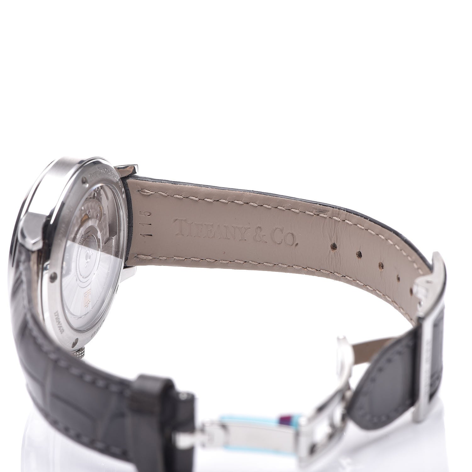 Tiffany Stainless Steel Alligator Diamond 34mm CT60 3-Hand Automatic Watch Ice Blue 8 of 9