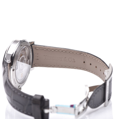 Tiffany Stainless Steel Alligator Diamond 34mm CT60 3-Hand Automatic Watch Ice Blue 8 of 9