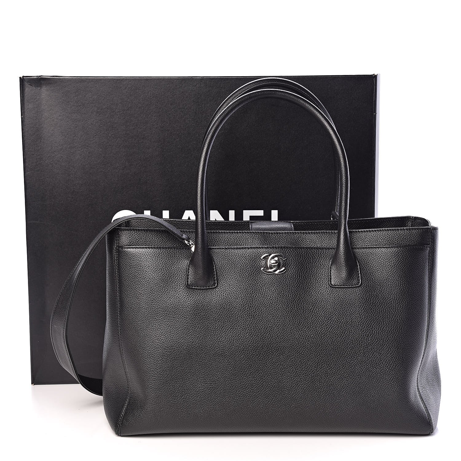 Chanel Calfskin Cerf Executive Shopper Tote Black 10 of 21