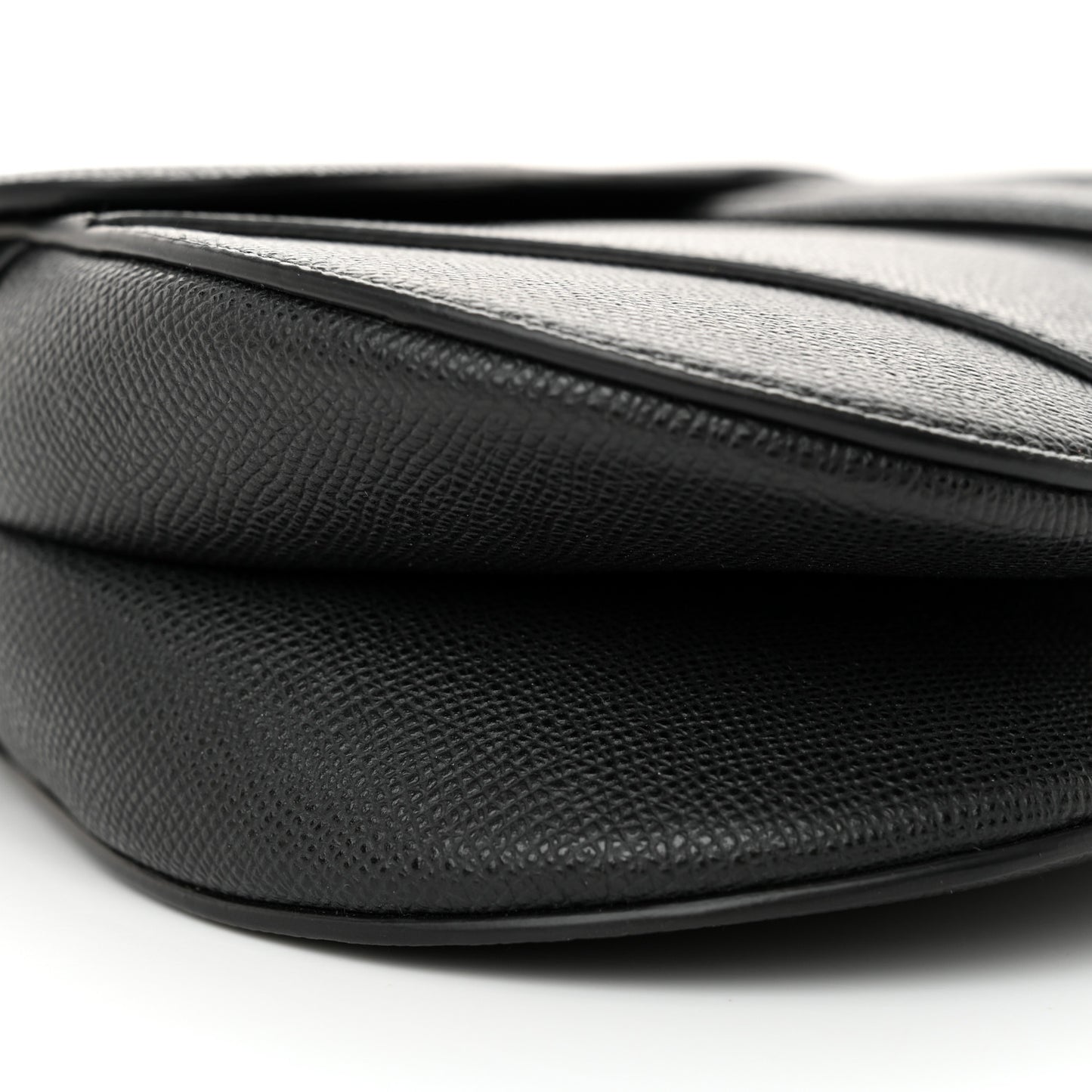 Grained Calfskin Saddle Bag With Strap Black