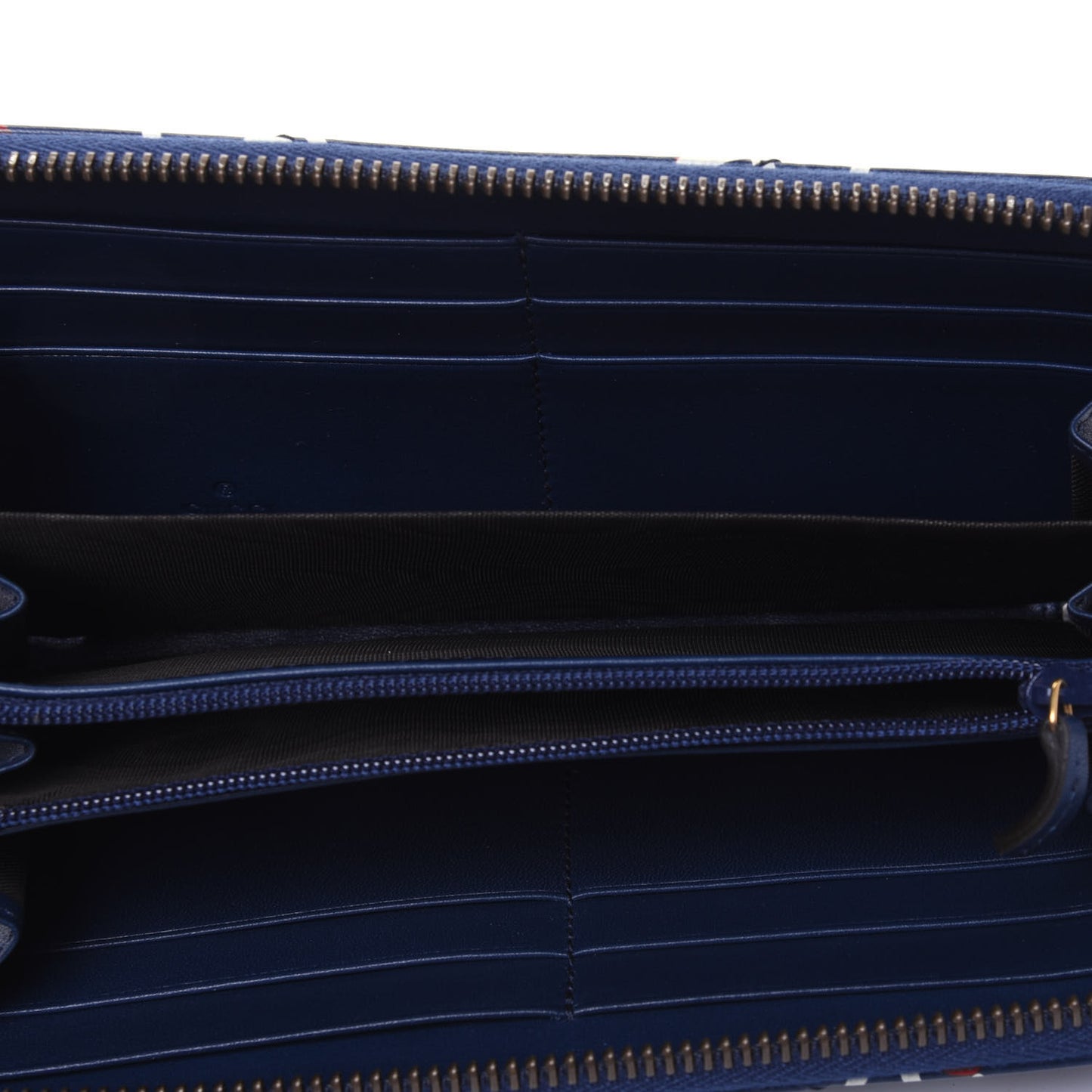 Calfskin Matelasse GucciGhost GG Marmont Zip Around Wallet Blue Agata Hibiscus Red