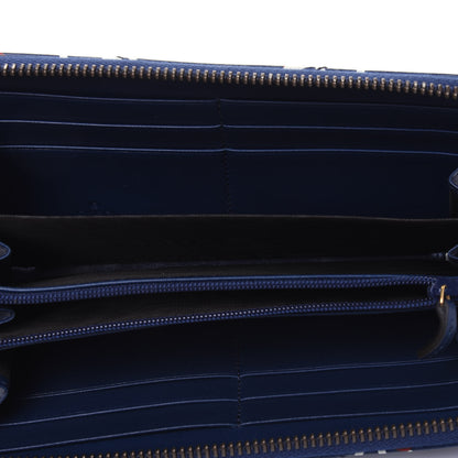 Gucci Calfskin Matelasse GucciGhost GG Marmont Zip Around Wallet Blue Agata Hibiscus Red 5 of 12