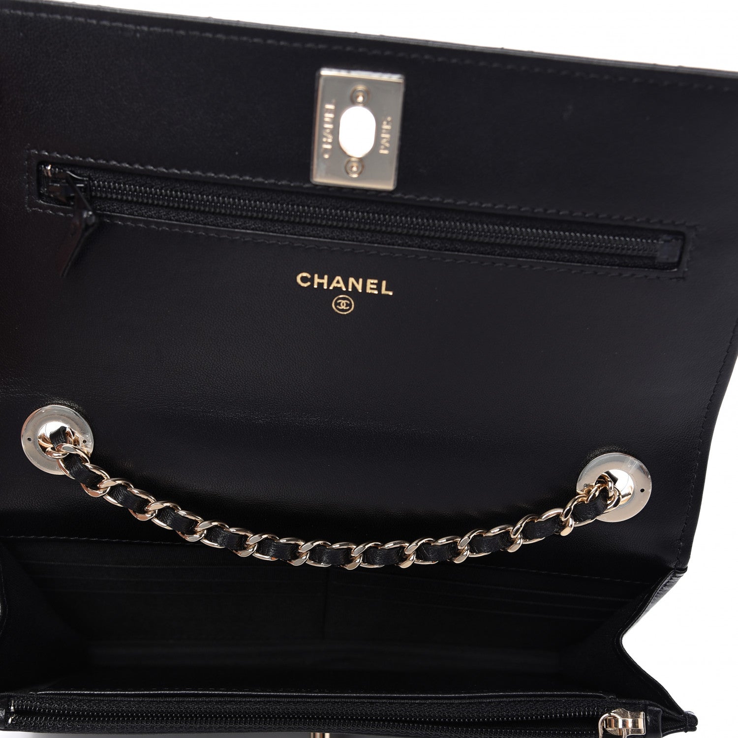 Chanel Lambskin Quilted Trendy CC Wallet On Chain WOC Black 5 of 11
