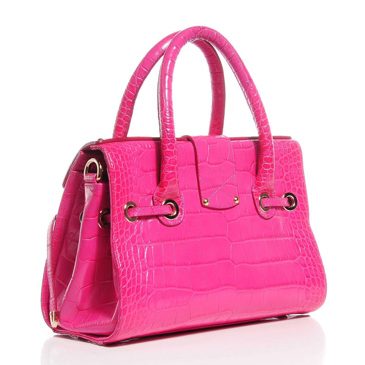 Jimmy Choo Moc Croc Large Rosalie Satchel Fuchsia 5 of 16