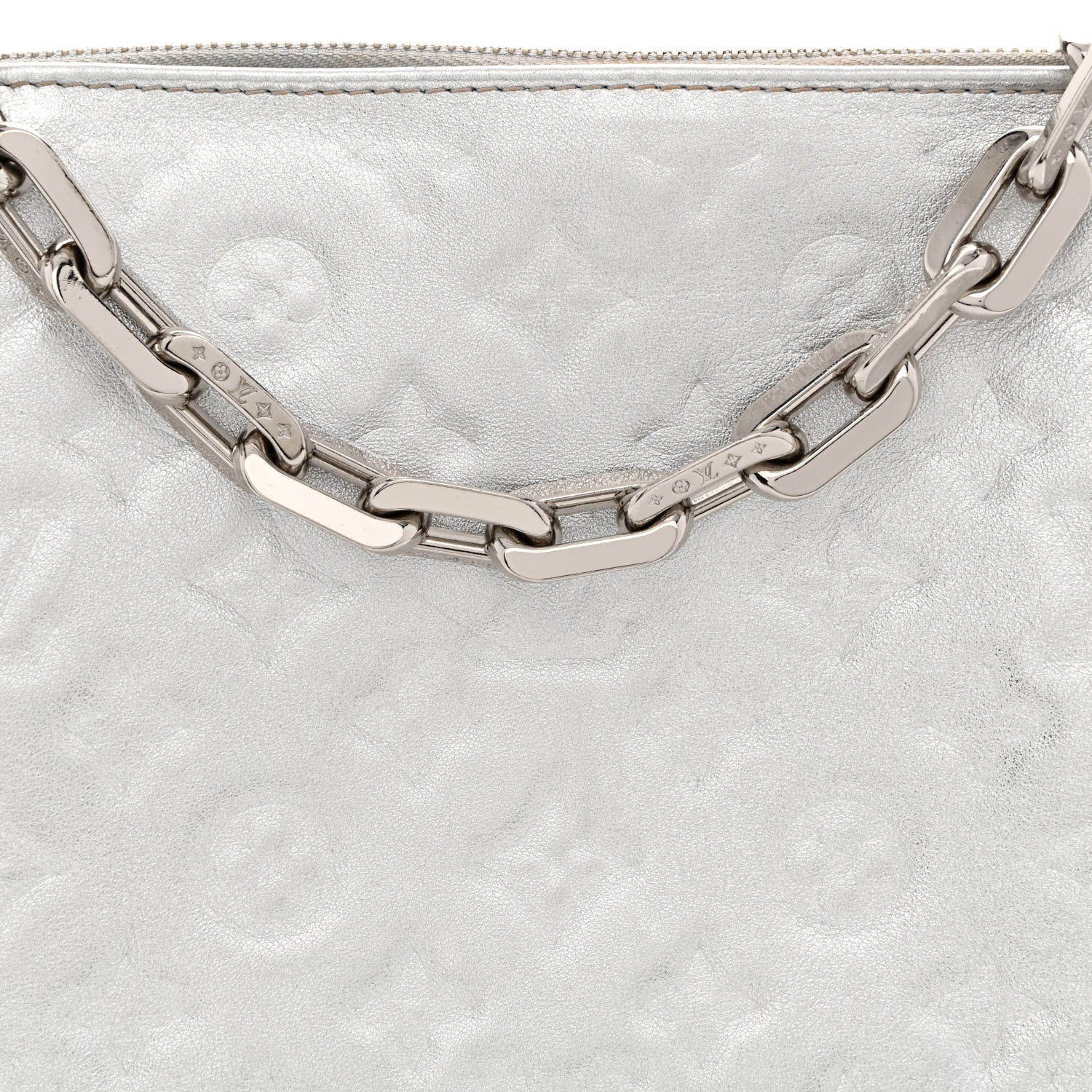 Louis Vuitton Metallic Lambskin Embossed Monogram Coussin PM Silver 8 of 10