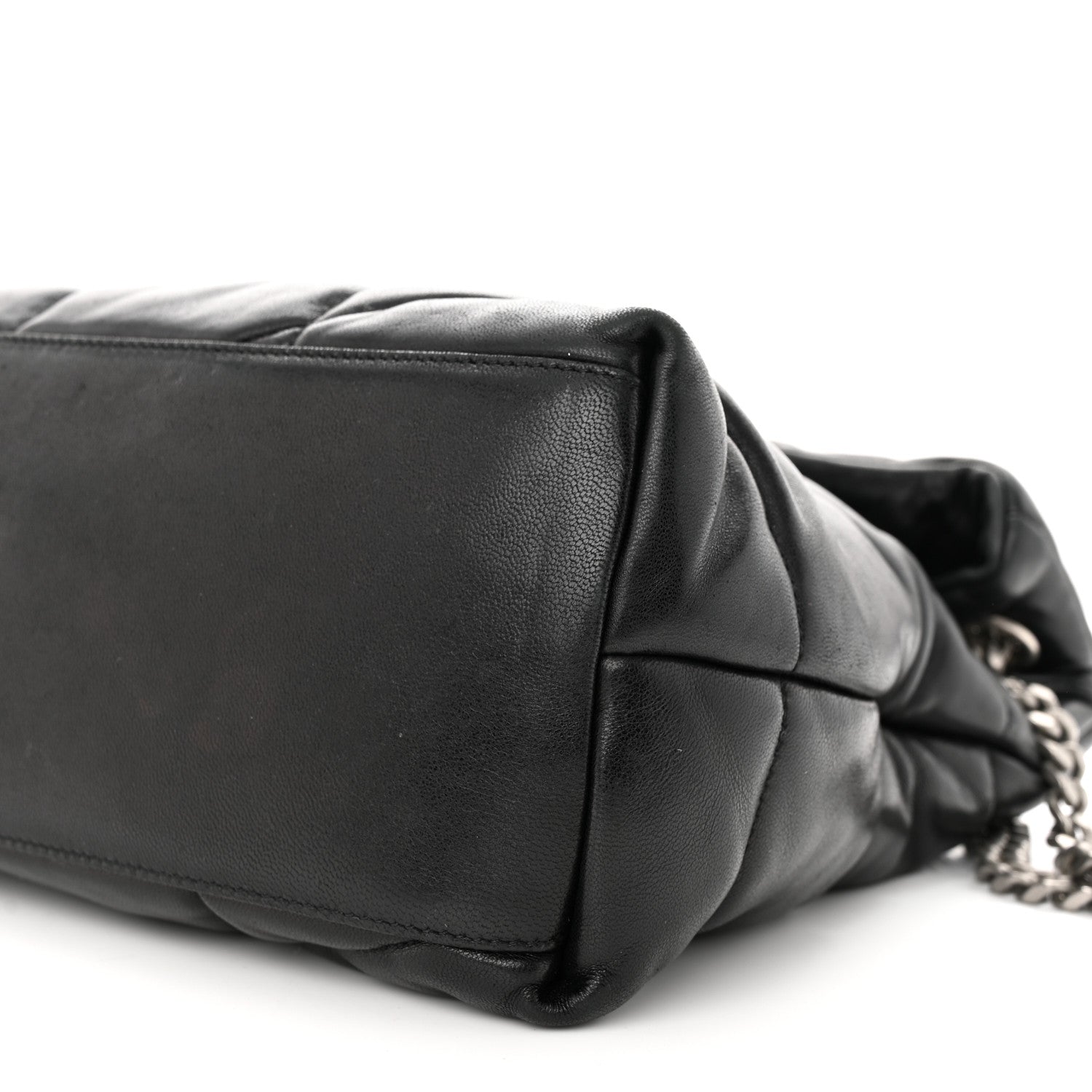 Saint Laurent Lambskin Quilted Medium Loulou Puffer Monogram Chain Satchel Black 10 of 12