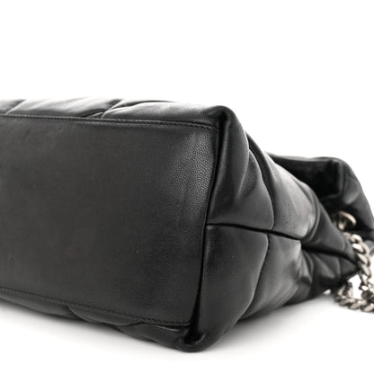 Saint Laurent Lambskin Quilted Medium Loulou Puffer Monogram Chain Satchel Black 10 of 12