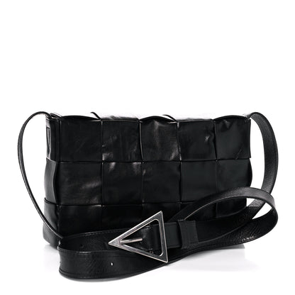Bottega Veneta Paper Calfskin Maxi Intreccio Cassette Crossbody Bag Black 2 of 12