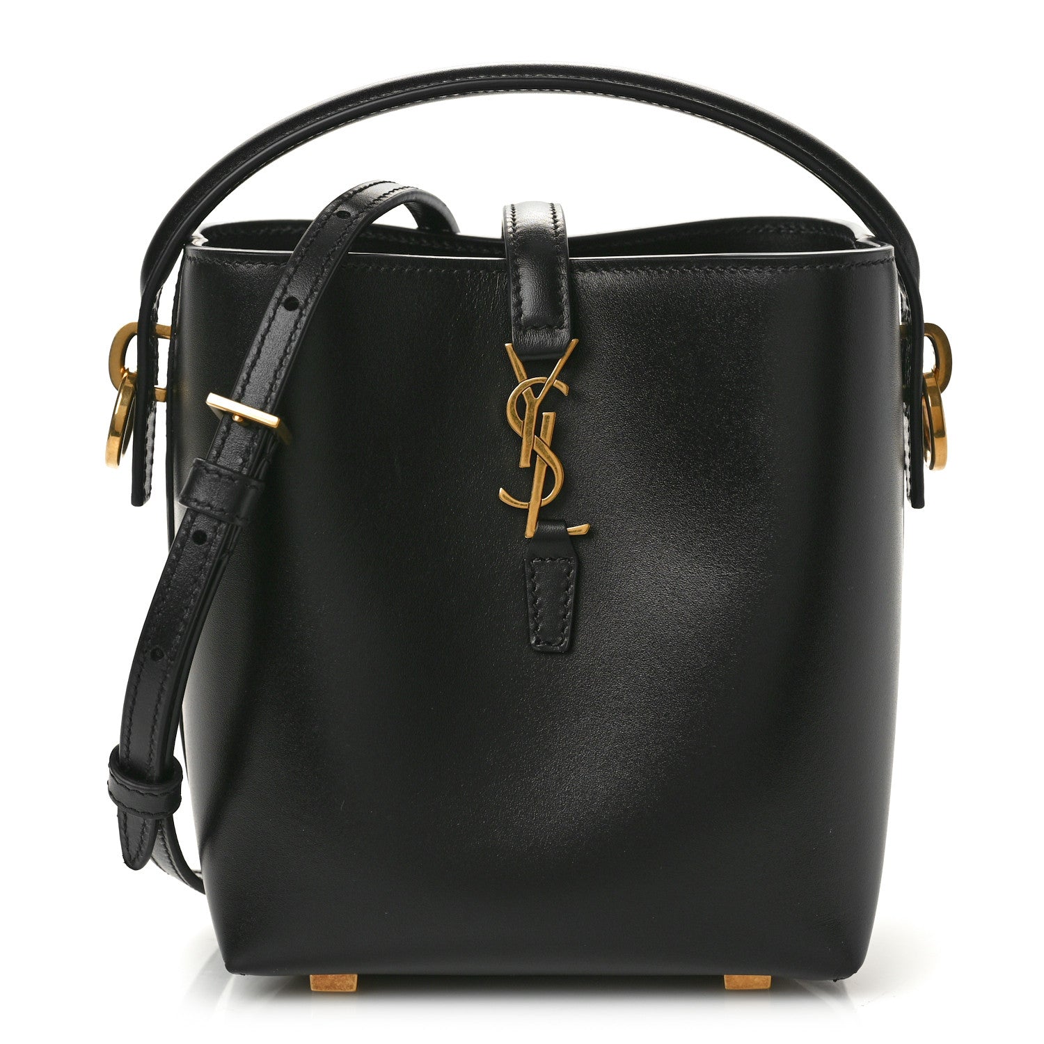 【本日限り】SAINT LAURENT  ミニバケットバッグ ブラック Saint Laurent Shiny Calfskin Le 37 Mini Bucket Bag Black 1564789