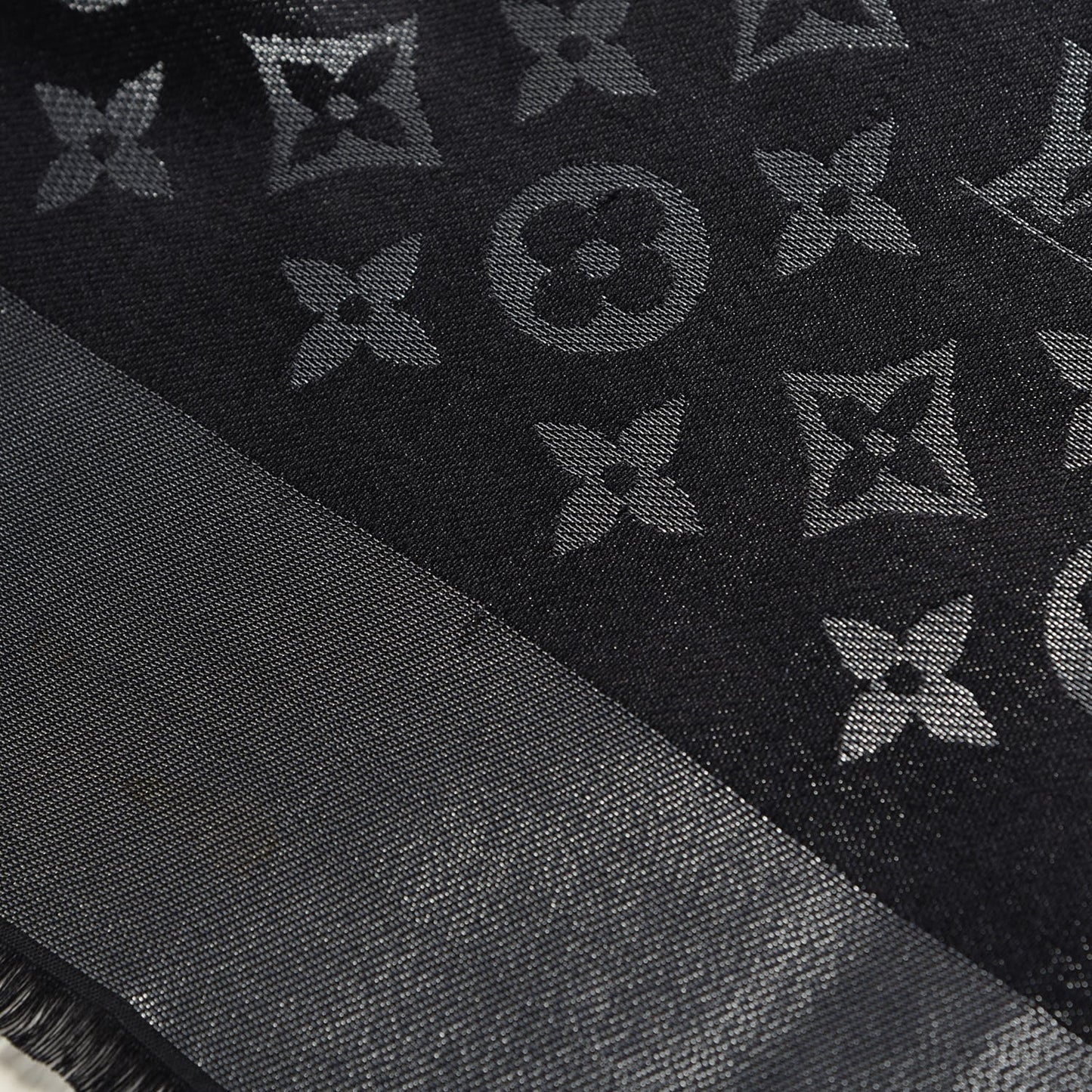 Silk Lurex Wool Monogram Shine Shawl Black