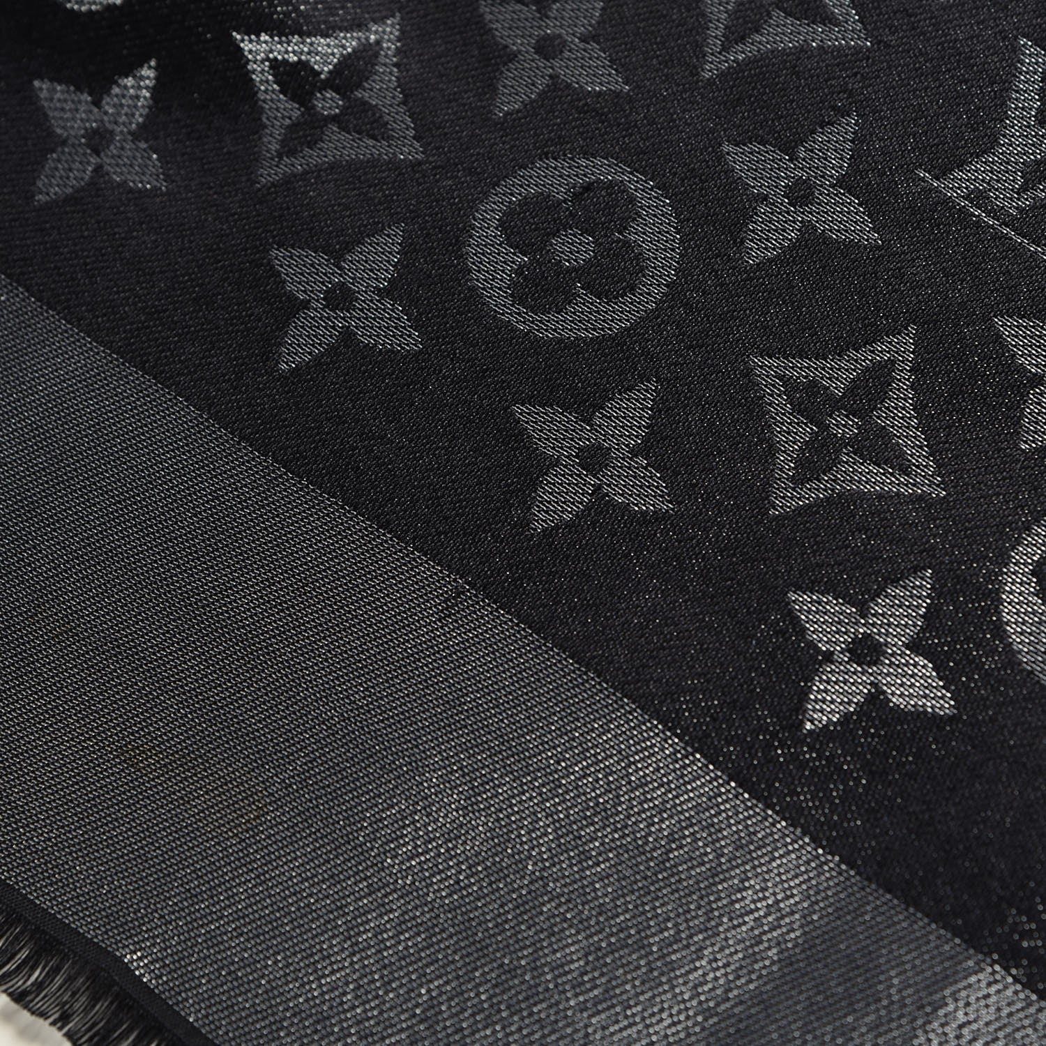 Louis Vuitton Silk Lurex Wool Monogram Shine Shawl Black 6 of 7