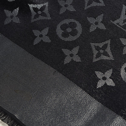 Louis Vuitton Silk Lurex Wool Monogram Shine Shawl Black 6 of 7