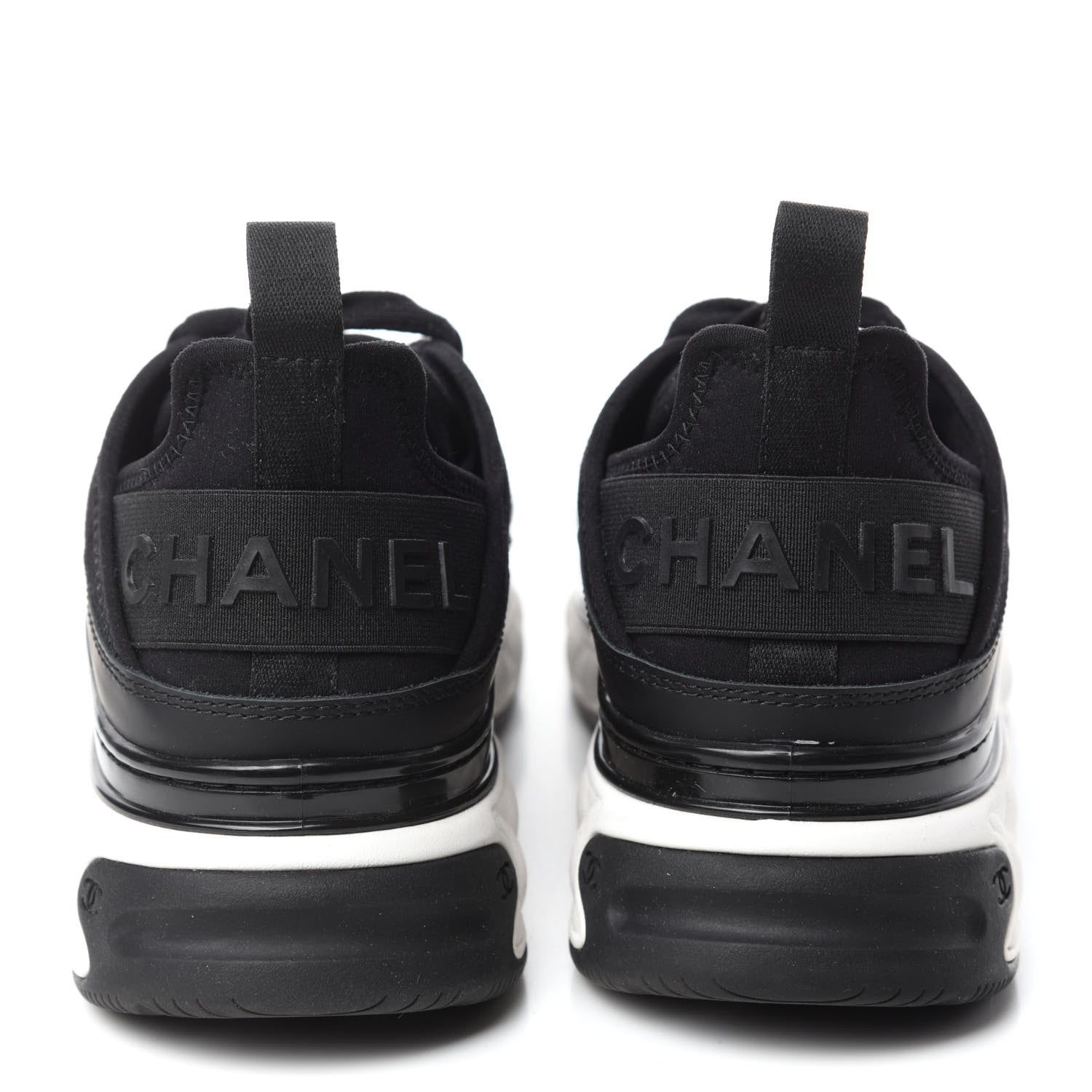 Chanel Fabric Calfskin Suede CC Sneakers 38 Black 5 of 10