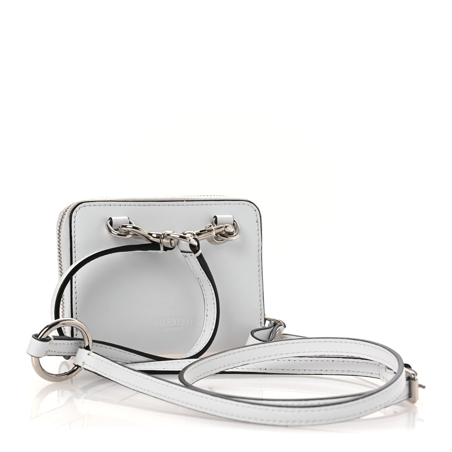 Calfskin VLTN Print Wallet Crossbody Bag White