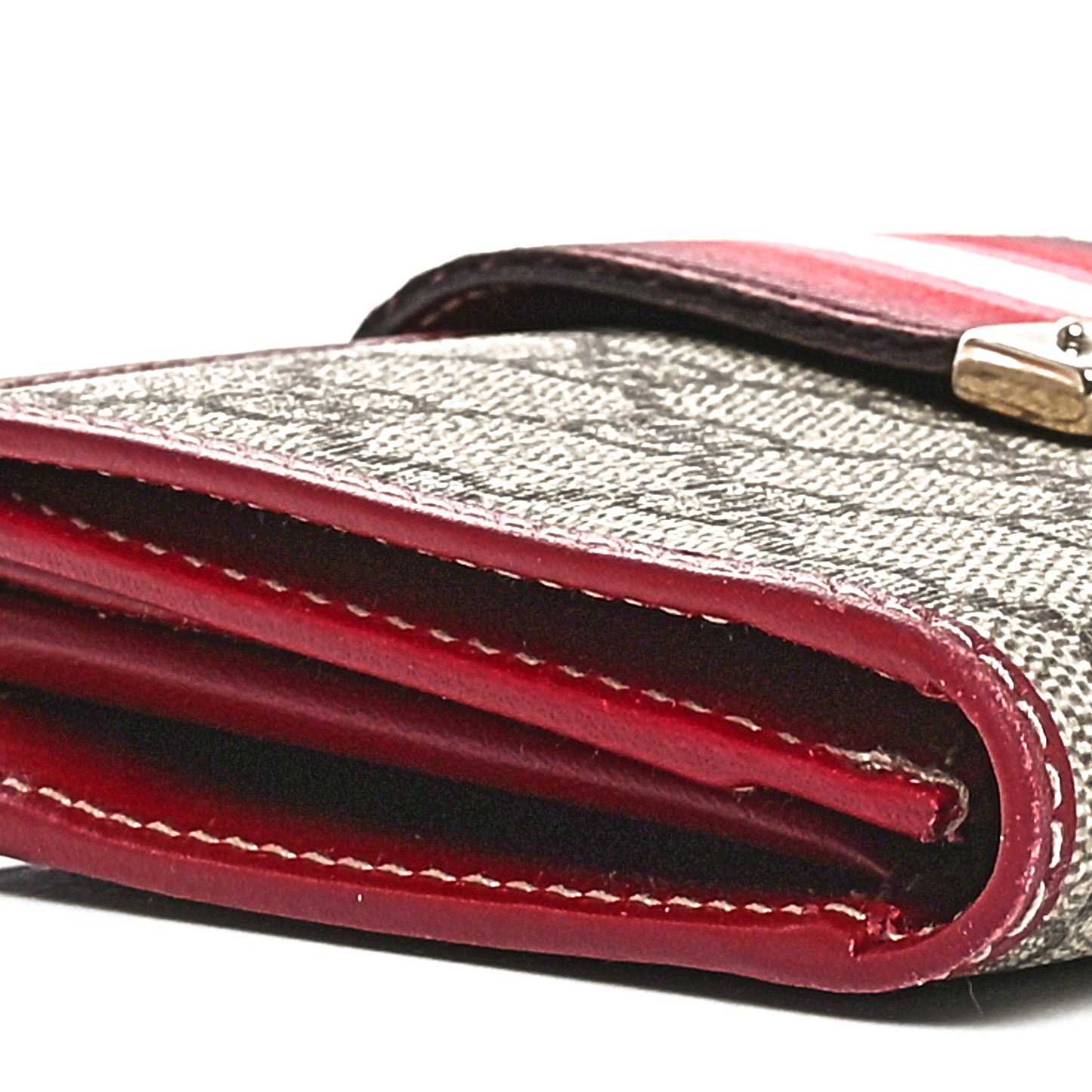 Monogram Calfskin Ladies Web Long Wallet Red