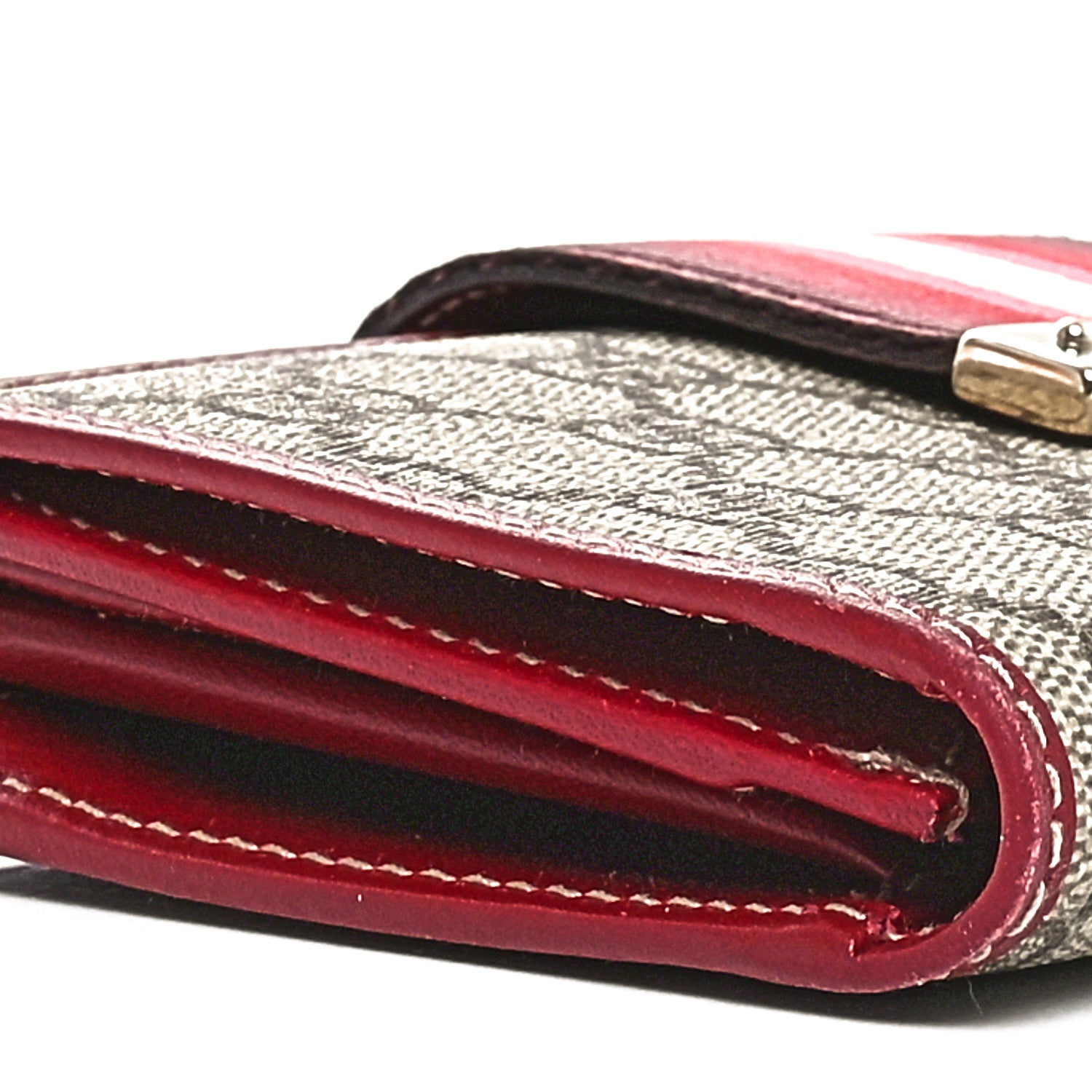 Gucci Monogram Calfskin Ladies Web Long Wallet Red 10 of 10