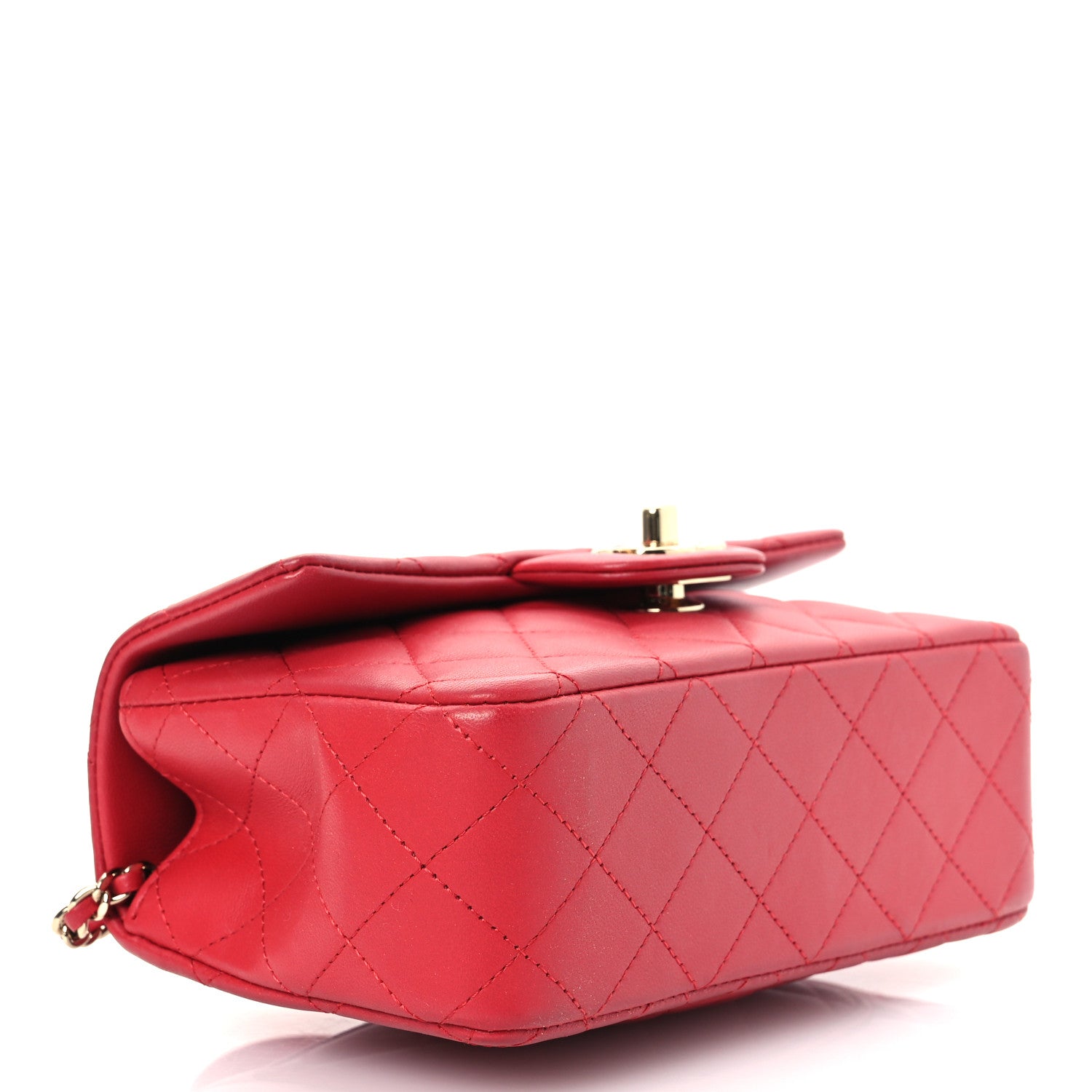 Chanel Lambskin Quilted Mini Top Handle Rectangular Flap Red 4 of 11