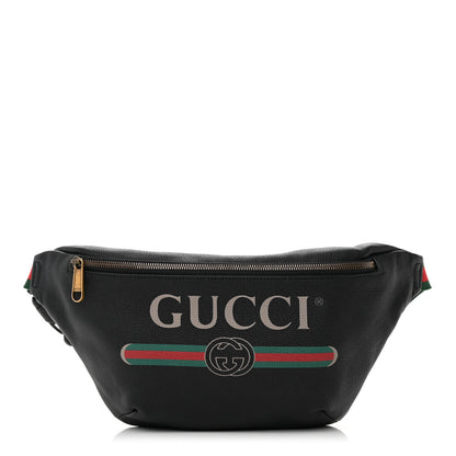 Gucci Grained Calfskin Logo Belt Bag Black 1 of 12