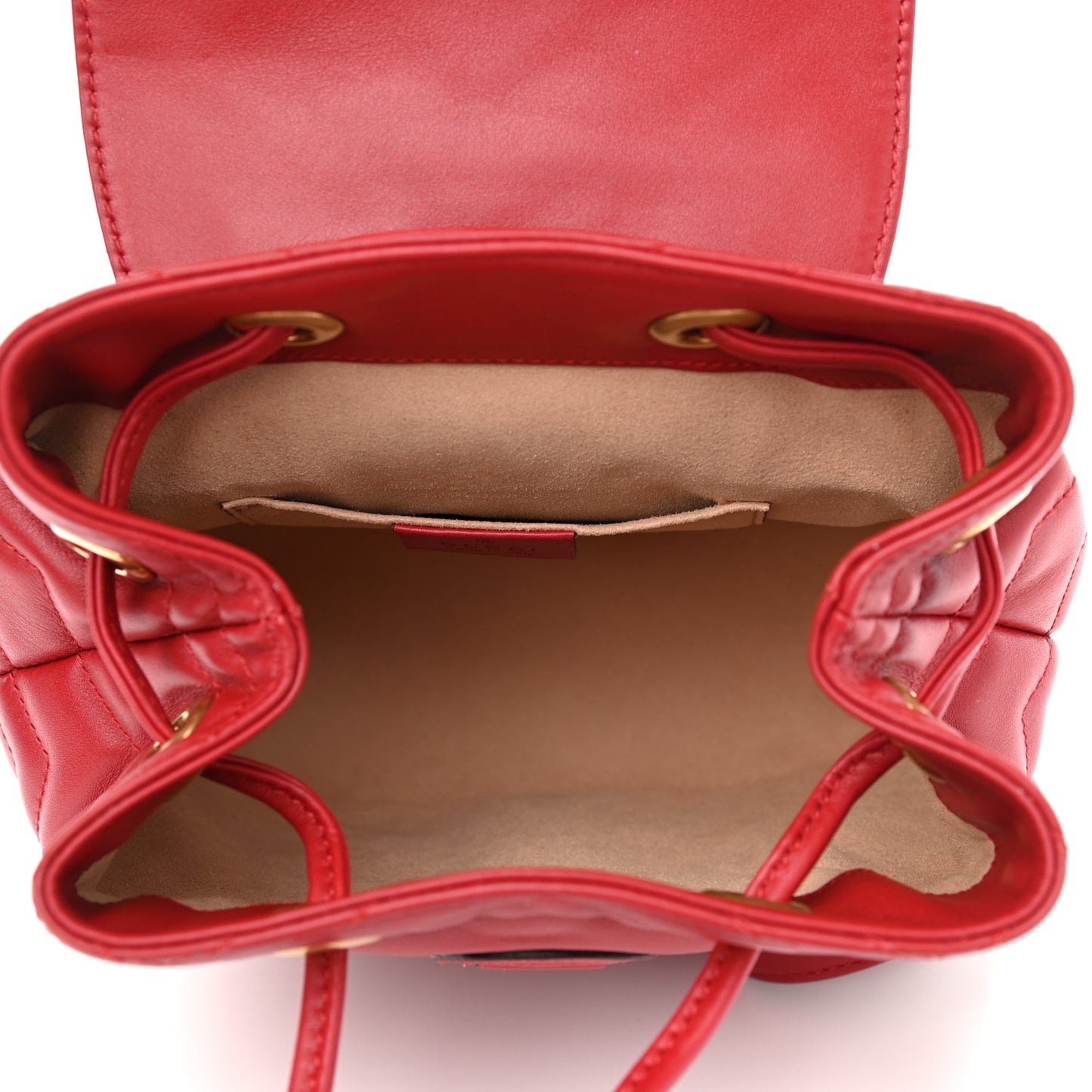 Calfskin Matelasse GG Marmont Flap Backpack Hibiscus Red